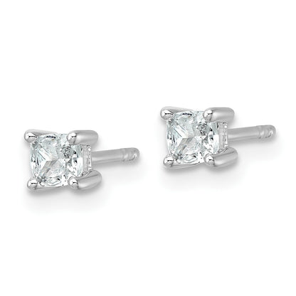 14K White Gold 1/2 Ctw Certified Lab Grown Diamond Vs+ F+ Cushion 4 Prong Heavy Wt. Stud Earrings