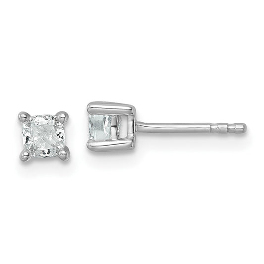 14K White Gold 1/2 Ctw Certified Lab Grown Diamond Vs+ F+ Cushion 4 Prong Heavy Wt. Stud Earrings