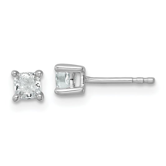 14k White Gold 1/2 ctw Lab Grown Diamond VS/SI+ G+ Cushion 4 Prong Heavy Wt. Stud Earrings