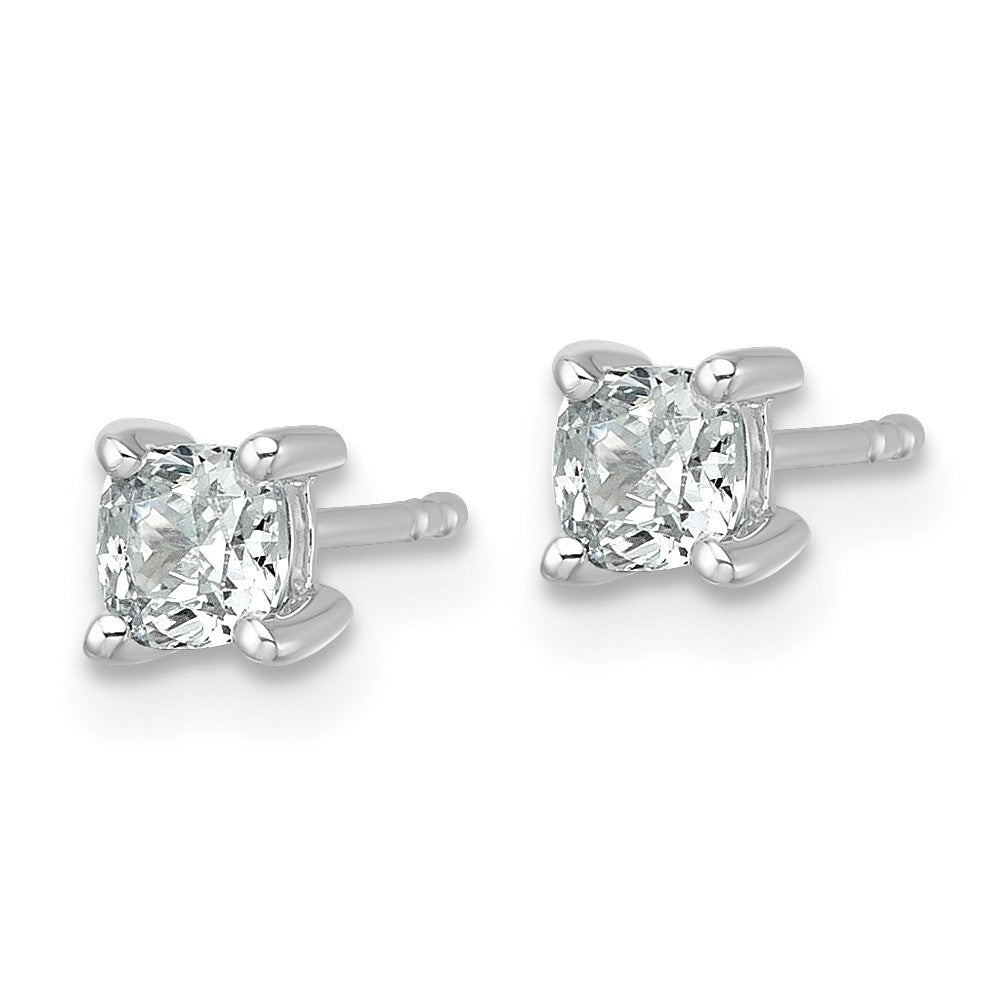 14K White Gold 3/4 Ctw Certified Lab Grown Diamond Vs+ F+ Cushion 4 Prong Heavy Wt. Stud Earrings