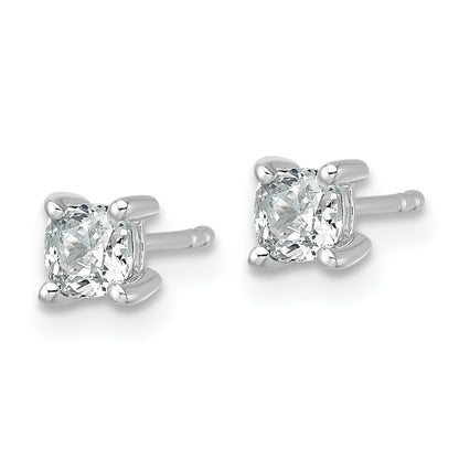 14K White Gold 3/4 Ctw Certified Lab Grown Diamond Vs+ F+ Cushion 4 Prong Heavy Wt. Stud Earrings