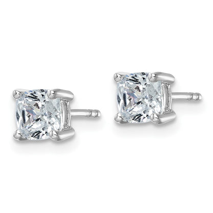 14K White Gold 1 1/2 Ctw Certified Lab Grown Diamond Vs+ F+ Cushion 4 Prong Heavy Wt. Stud Earrings