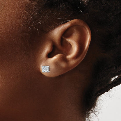14K White Gold 1 1/2 Ctw Certified Lab Grown Diamond Vs+ F+ Cushion 4 Prong Heavy Wt. Stud Earrings