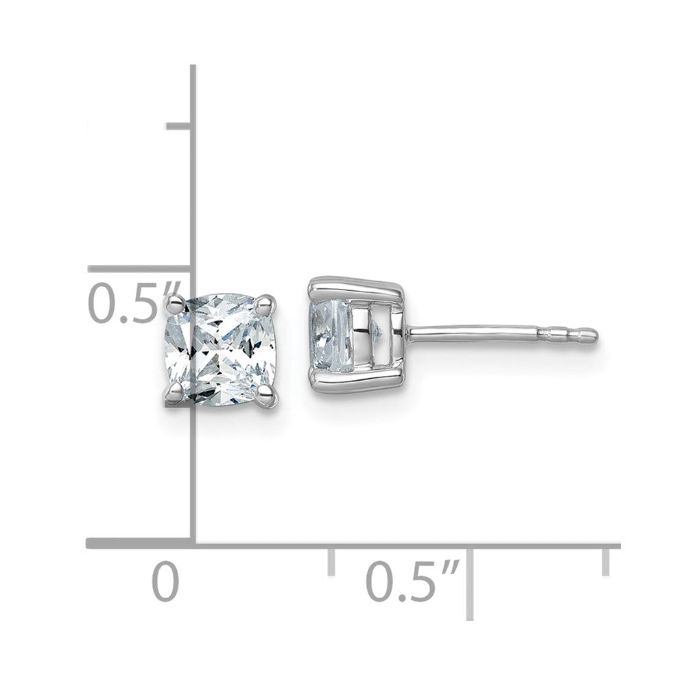 14K White Gold 1 1/2 Ctw Certified Lab Grown Diamond Vs+ F+ Cushion 4 Prong Heavy Wt. Stud Earrings
