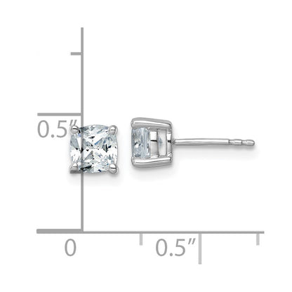 14K White Gold 1 1/2 Ctw Certified Lab Grown Diamond Vs+ F+ Cushion 4 Prong Heavy Wt. Stud Earrings