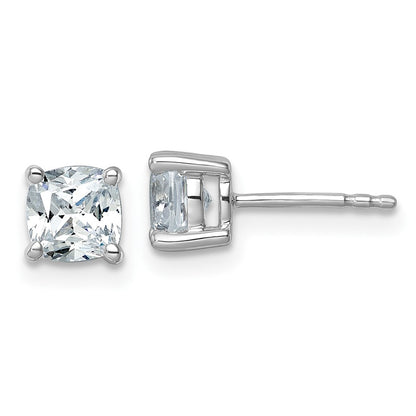 14K White Gold 1 1/2 Ctw Certified Lab Grown Diamond Vs+ F+ Cushion 4 Prong Heavy Wt. Stud Earrings