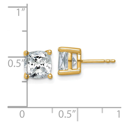 14K Yellow Gold 4 Ctw Certified Lab Grown Diamond Vs+ F+ Cushion Prong Heavy Wt. Stud Earrings