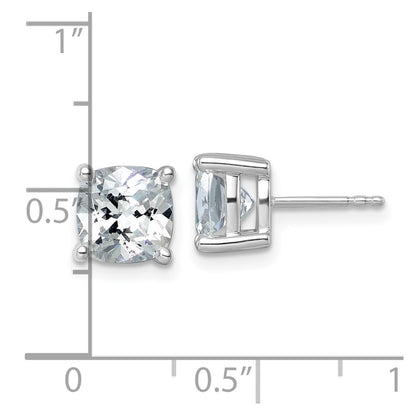 14K White Gold 5 Ctw Lab Grown Diamond Vs+ F+ Cushion 4 Prong Heavy Wt. Stud Earrings