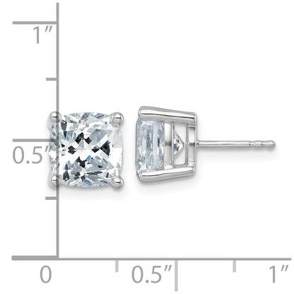 14K White Gold 6 Ctw Certified Lab Grown Diamond Vs+ F+ Cushion 4 Prong Heavy Wt. Stud Earrings