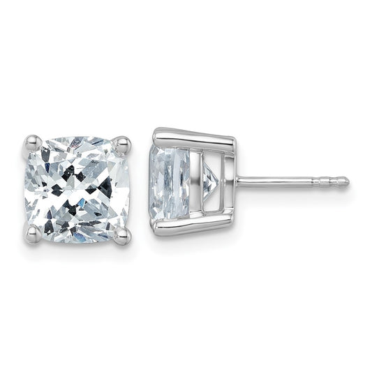 14K White Gold 6 Ctw Certified Lab Grown Diamond Vs+ F+ Cushion 4 Prong Heavy Wt. Stud Earrings
