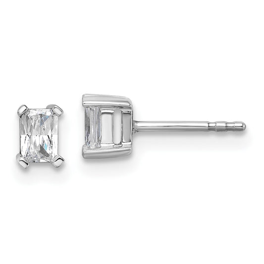 14k White Gold 1/2 ctw Certified Lab Grown Diamond VS/SI+ G+ Radiant 4 Prong Heavy Wt. Stud Earrings