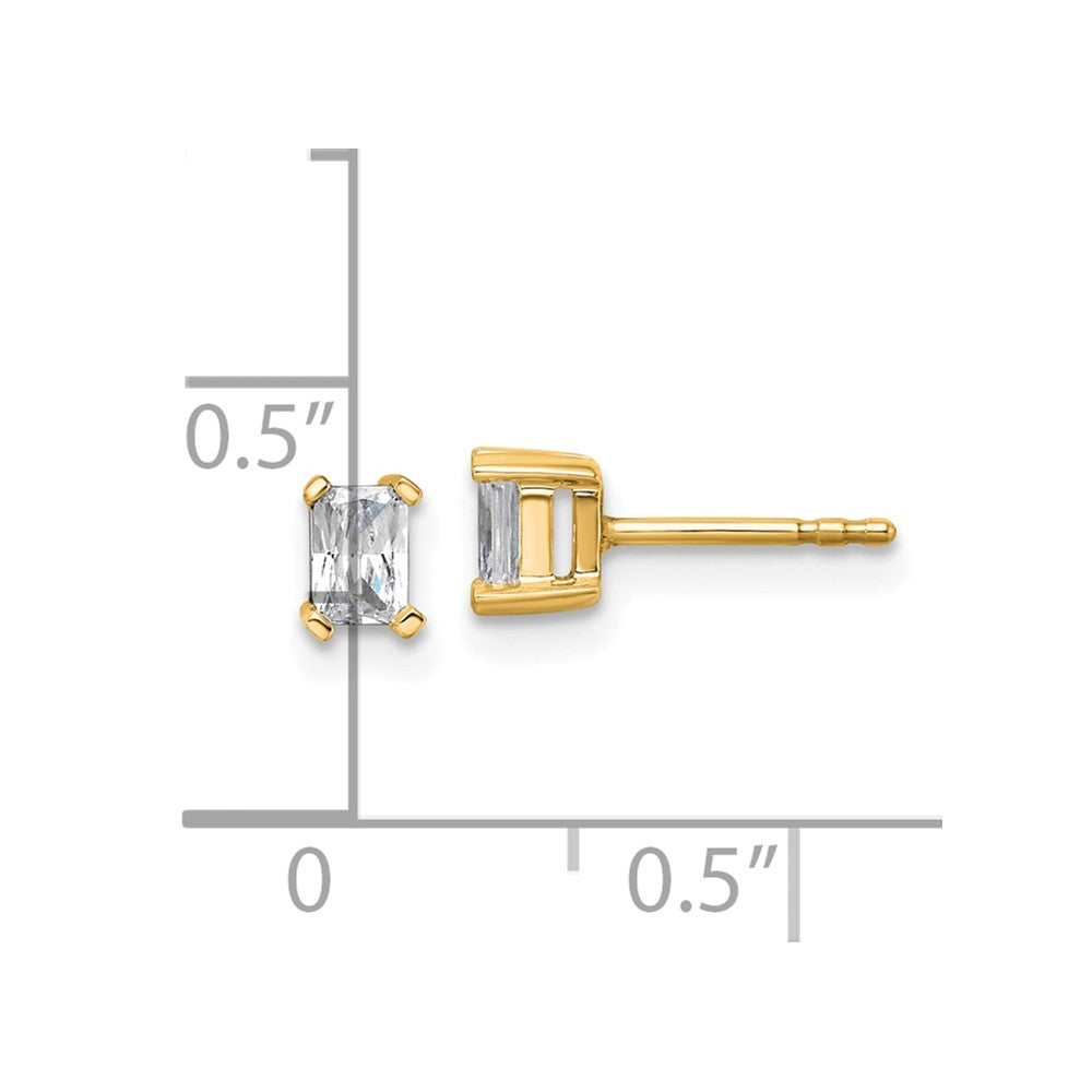 14K Yellow Gold 1/2 Ctw Lab Grown Diamond Vs+ F+ Radiant 4 Prong Heavy Wt. Stud Earrings