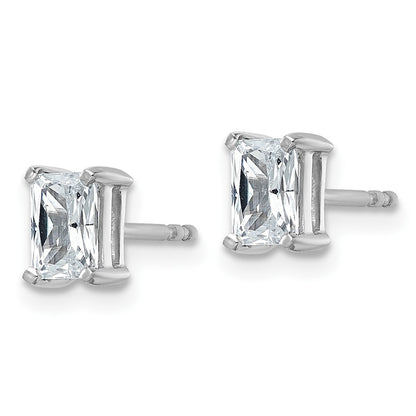 14K White Gold 1 Ctw Lab Grown Diamond Vs+ F+ Radiant 4 Prong Heavy Wt. Stud Earrings