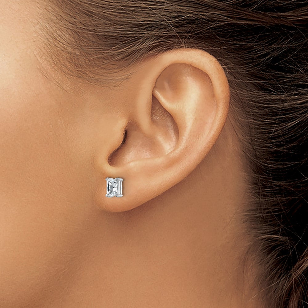 14k White Gold 1 ctw Certified Lab Grown Diamond VS/SI+ G+ Radiant 4 Prong Heavy Wt. Stud Earrings