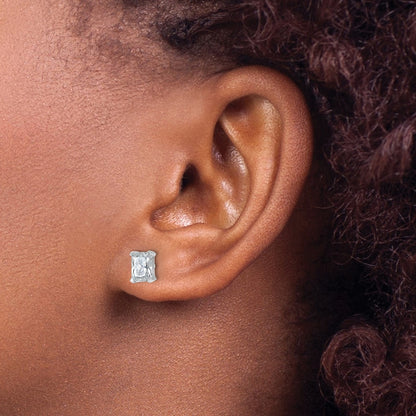 14k White Gold 1 1/2 ctw Lab Grown Diamond VS/SI+ G+ Radiant 4 Prong Heavy Wt. Stud Earrings