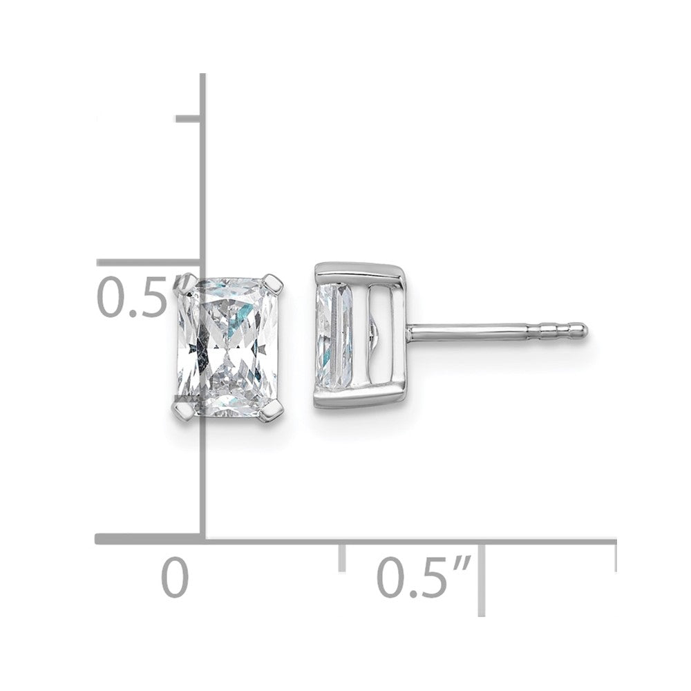 14k White Gold 1 1/2 ctw Lab Grown Diamond VS/SI+ G+ Radiant 4 Prong Heavy Wt. Stud Earrings