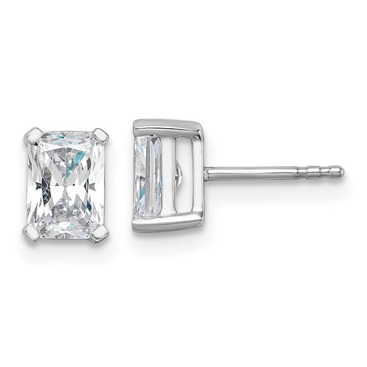 14k White Gold 1 1/2 ctw Lab Grown Diamond VS/SI+ G+ Radiant 4 Prong Heavy Wt. Stud Earrings