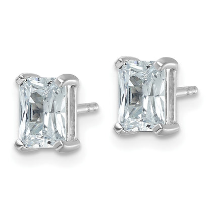 14K White Gold 2 Ctw Lab Grown Diamond Vs+ F+ Radiant 4 Prong Heavy Wt. Stud Earrings