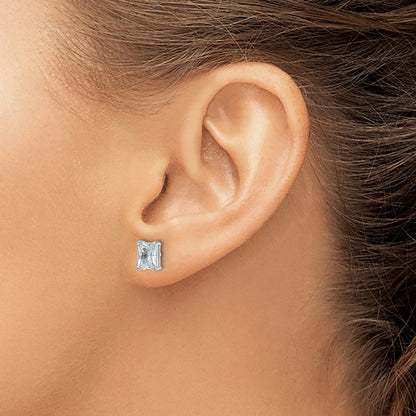 14K White Gold 2 Ctw Lab Grown Diamond Vs+ F+ Radiant 4 Prong Heavy Wt. Stud Earrings