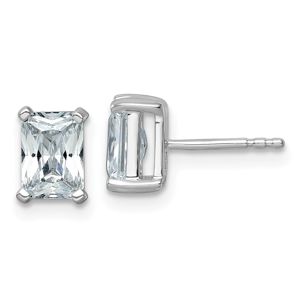 14K White Gold 2 Ctw Lab Grown Diamond Vs+ F+ Radiant 4 Prong Heavy Wt. Stud Earrings