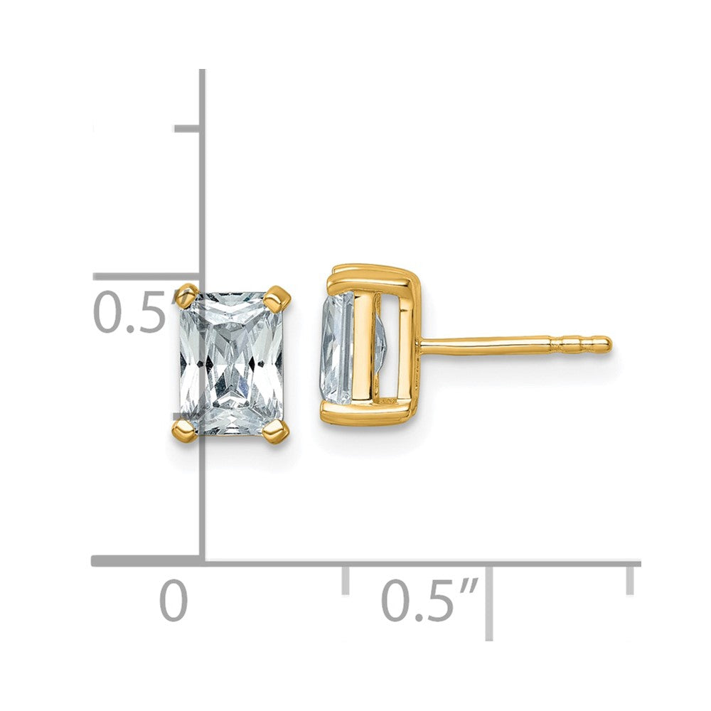 14K Yellow Gold 2 Ctw Certified Lab Grown Diamond Vs+ F+ Radiant 4 Prong Heavy Wt. Stud Earrings
