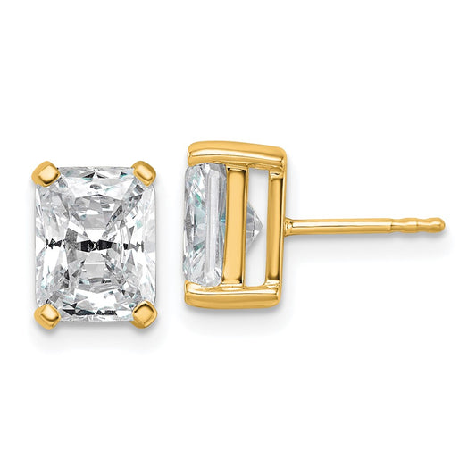 14K Yellow Gold 4 Ctw Lab Grown Diamond Vs+ F+ Radiant Prong Heavy Wt. Stud Earrings
