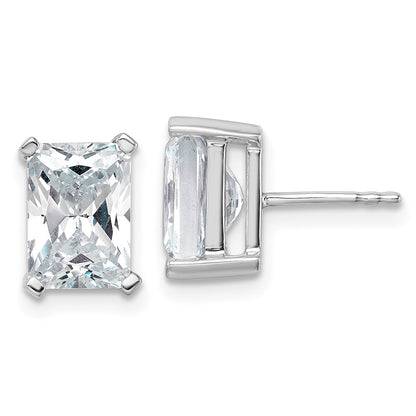 14K White Gold 5 Ctw Certified Lab Grown Diamond Vs+ F+ Radiant 4 Prong Heavy Wt. Stud Earrings