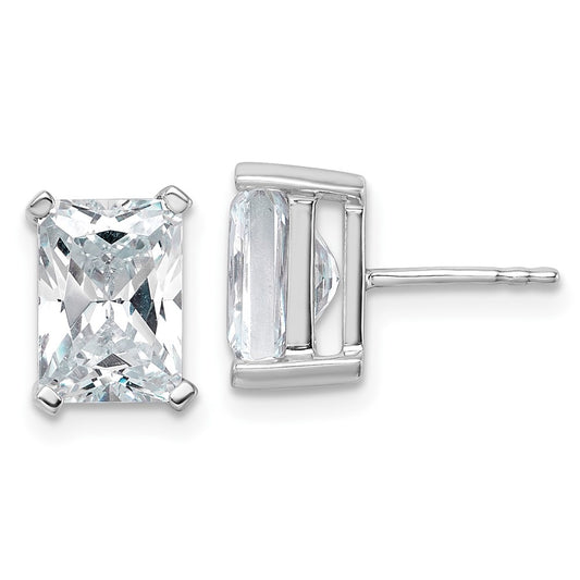 14K White Gold 5 Ctw Certified Lab Grown Diamond Vs+ F+ Radiant 4 Prong Heavy Wt. Stud Earrings