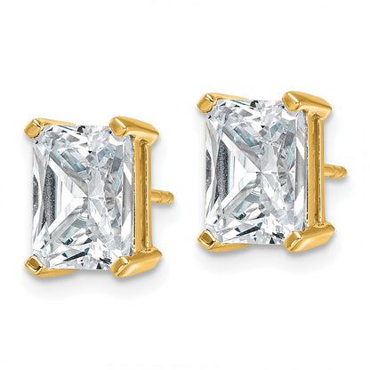 14K Yellow Gold 5 Ctw Certified Lab Grown Diamond Vs+ F+ Radiant 4 Prong Heavy Wt. Stud Earrings