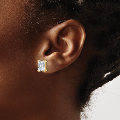 14K Yellow Gold 5 Ctw Certified Lab Grown Diamond Vs+ F+ Radiant 4 Prong Heavy Wt. Stud Earrings