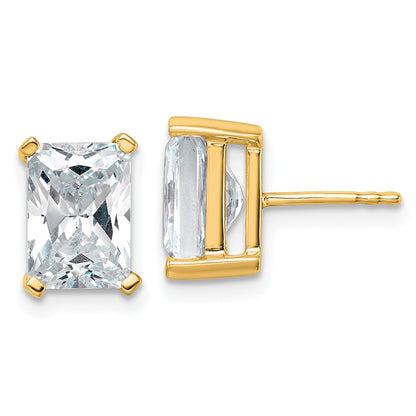 14K Yellow Gold 5 Ctw Certified Lab Grown Diamond Vs+ F+ Radiant 4 Prong Heavy Wt. Stud Earrings