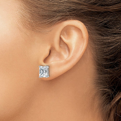 14K White Gold 6 Ctw Lab Grown Diamond Vs+ F+ Radiant 4 Prong Heavy Wt. Stud Earrings