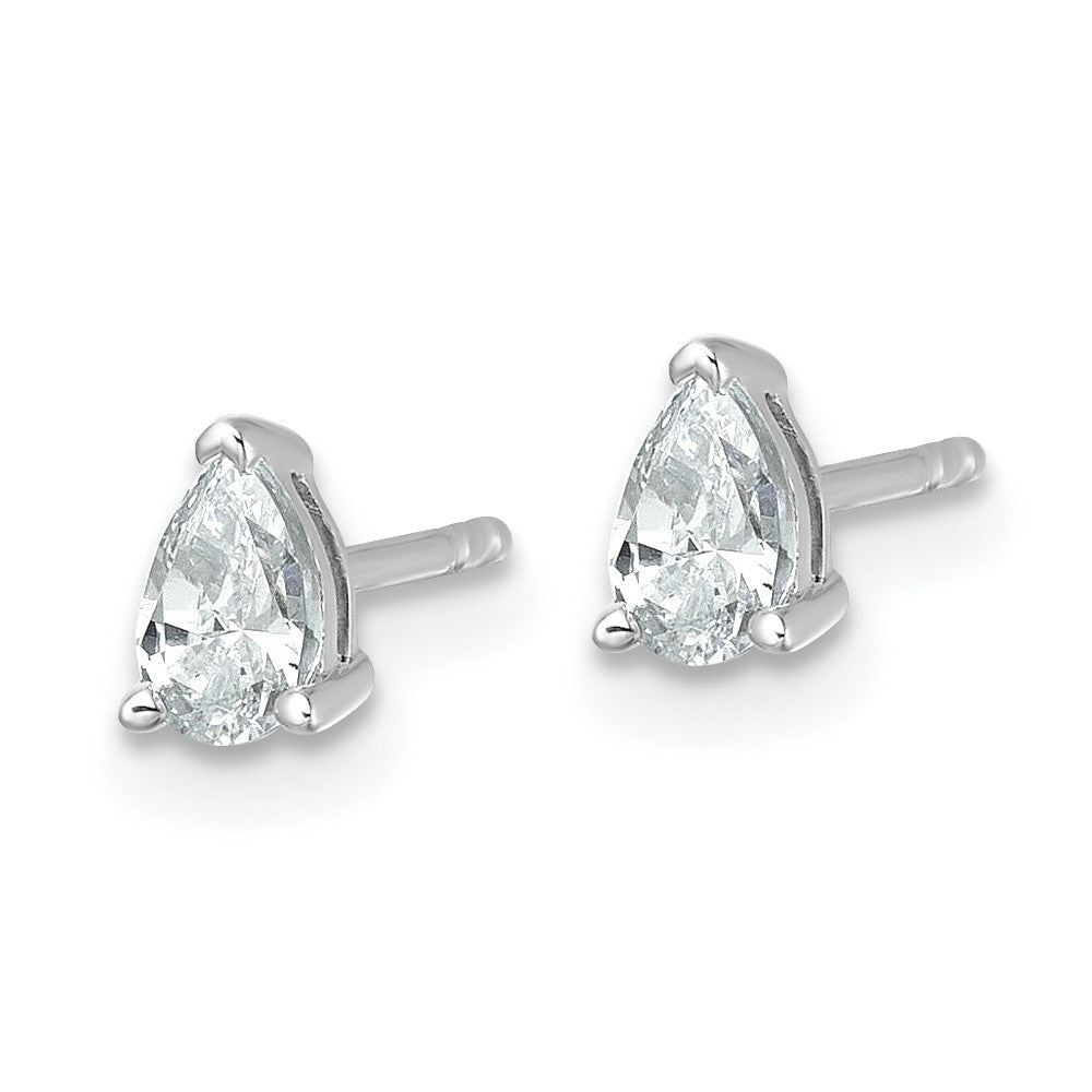 14k White Gold 1/2 ctw Lab Grown Diamond VS/SI+ G+ Pear 4 Prong Heavy Wt. Stud Earrings