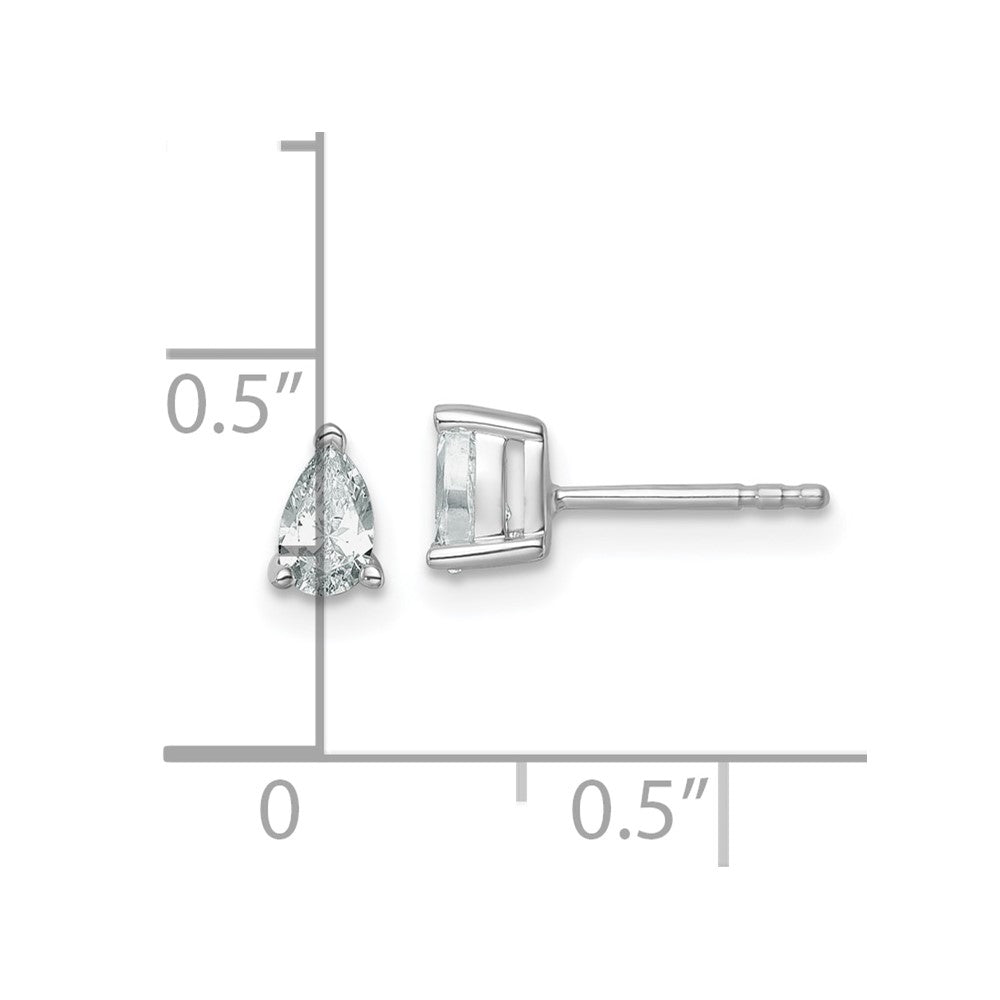 14k White Gold 1/2 ctw Lab Grown Diamond VS/SI+ G+ Pear 4 Prong Heavy Wt. Stud Earrings