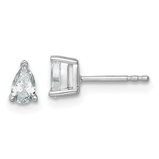14k White Gold 1/2 ctw Certified Lab Grown Diamond VS/SI+ G+ Pear 4 Prong Heavy Wt. Stud Earrings