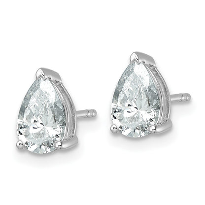 14k White Gold 2 ctw Certified Lab Grown Diamond VS/SI+ G+ Pear 4 Prong Heavy Wt. Stud Earrings