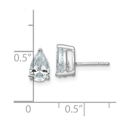 14k White Gold 2 ctw Certified Lab Grown Diamond VS/SI+ G+ Pear 4 Prong Heavy Wt. Stud Earrings