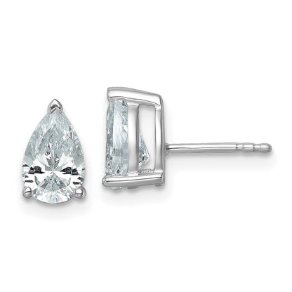 14k White Gold 2 ctw Certified Lab Grown Diamond VS/SI+ G+ Pear 4 Prong Heavy Wt. Stud Earrings