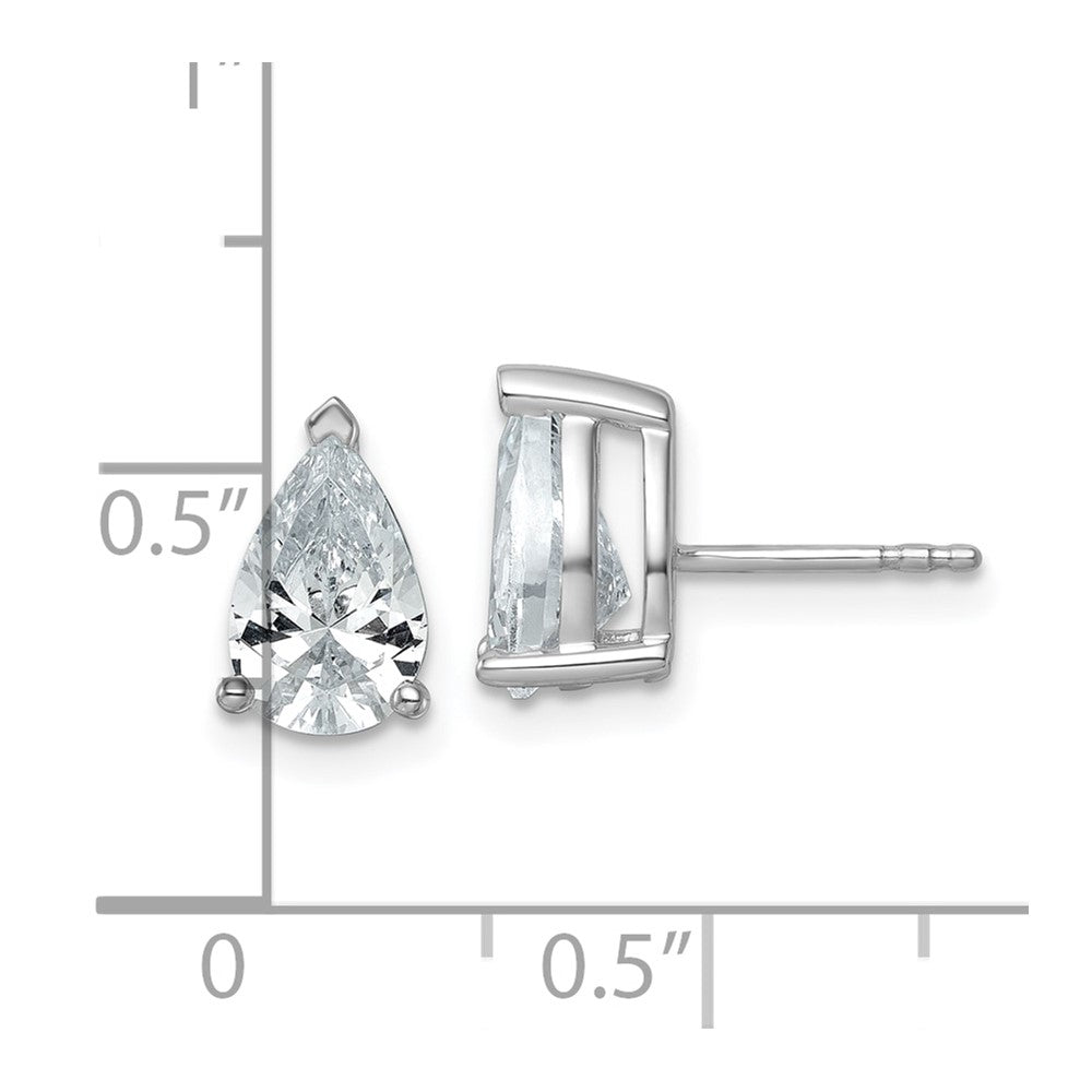 14K White Gold 3 Carat Certified Lab Grown Diamond Vs+ F+ Complete Pear Three Prong Stud Earrings