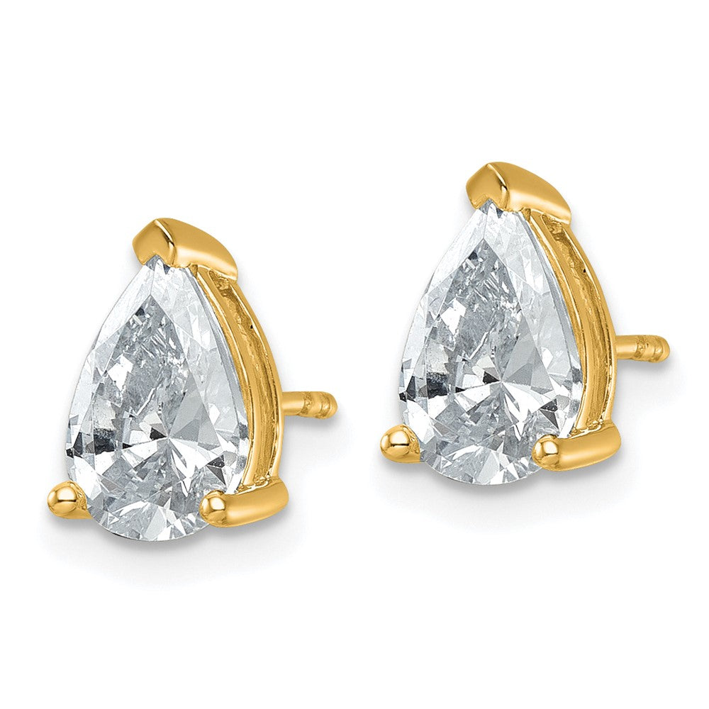 14K Yellow Gold 3 Carat Certified Lab Grown Diamond Vs+ F+ Complete Pear Three Prong Stud Earrings