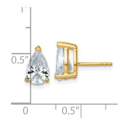 14K Yellow Gold 3 Carat Certified Lab Grown Diamond Vs+ F+ Complete Pear Three Prong Stud Earrings