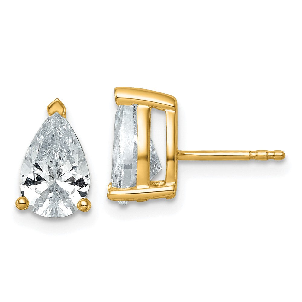 14K Yellow Gold 3 Carat Certified Lab Grown Diamond Vs+ F+ Complete Pear Three Prong Stud Earrings