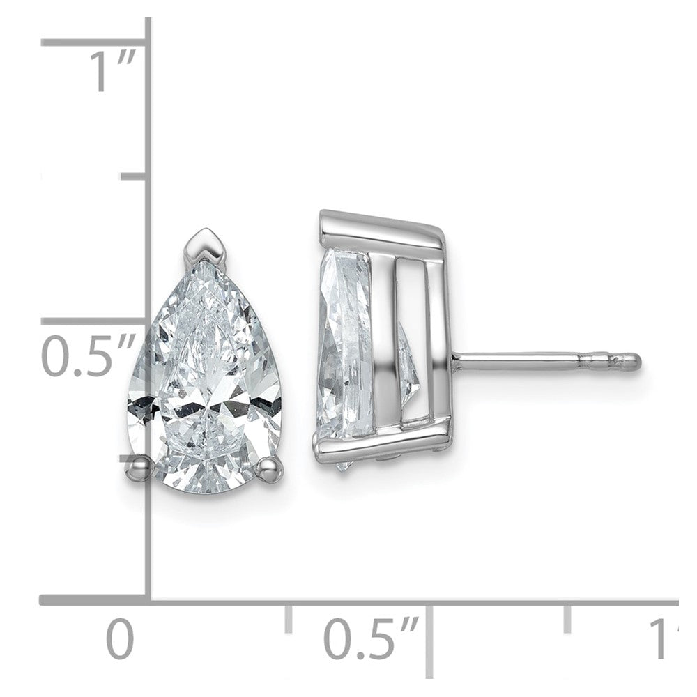 14K White Gold 5 Carat Certified Lab Grown Diamond Vs+ F+ Complete Pear Three Prong Stud Earrings