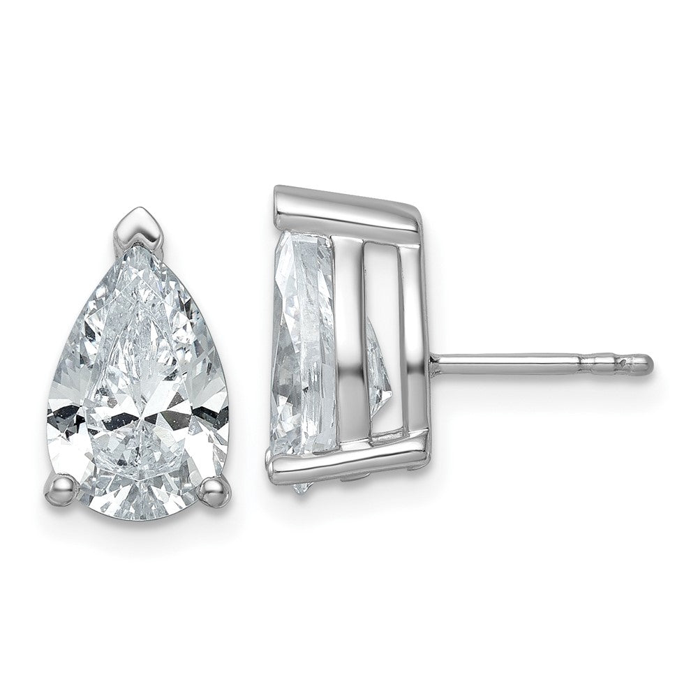 14K White Gold 5 Carat Certified Lab Grown Diamond Vs+ F+ Complete Pear Three Prong Stud Earrings