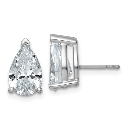 14K White Gold 5 Carat Certified Lab Grown Diamond Vs+ F+ Complete Pear Three Prong Stud Earrings