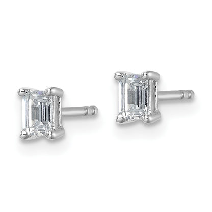 14k White Gold 1/2 ctw Lab Grown Diamond VS/SI+ G+ Emerald 4 Prong Heavy Wt. Stud Earrings