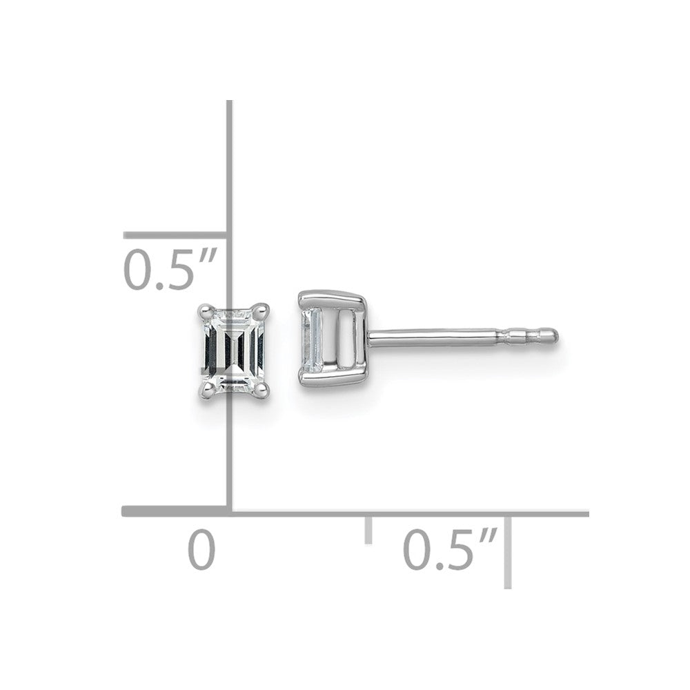 14K White Gold 1/2 Ctw Lab Grown Diamond Vs+ F+ Emerald 4 Prong Heavy Wt. Stud Earrings