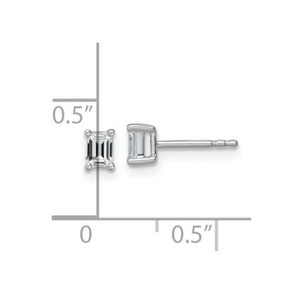 14K White Gold 1/2 Ctw Lab Grown Diamond Vs+ F+ Emerald 4 Prong Heavy Wt. Stud Earrings