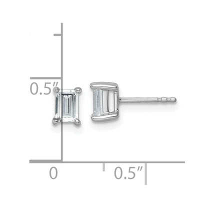14k White Gold 1 ctw Certified Lab Grown Diamond VS/SI+ G+ Emerald 4 Prong Heavy Wt. Stud Earrings