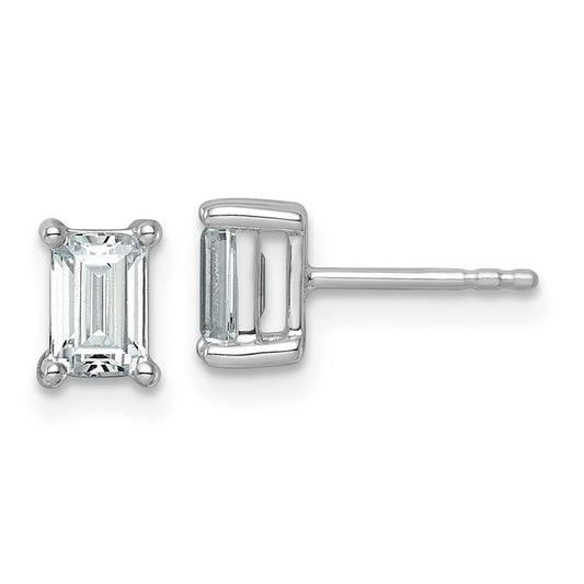 14k White Gold 1 1/2 ctw Lab Grown Diamond VS/SI+ G+ Emerald 4 Prong Heavy Wt. Stud Earrings